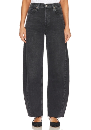 AGOLDE Luna Pieced Wide Leg Jeans in Black. Size 24. Also in 23, 25, 26, 27, 28, 29, 30, 31, 32, 33, 34.