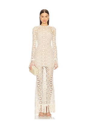 Bronx and Banco Maia Fringe Gown in Cream. Size M. Also in L, S.