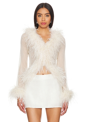 Bubish Gigi Feather Blouse in Ivory. Size M. Also in L, XL.