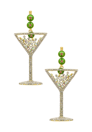 BaubleBar Pimento Memento Martini Earrings in Metallic Gold.