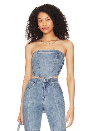 AFRM Ashton Pin-up Lace Up Corset in Denim-Light. Size M. Also in L.