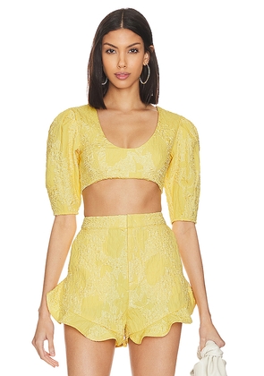 Camila Coelho Kahlo Crop Top in Yellow. Size XS. Also in S.