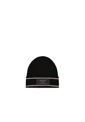 Balmain Black Merino Wool Beanie - UNI