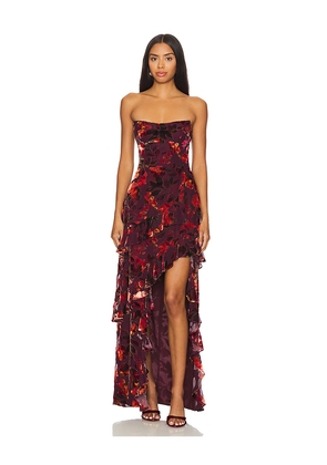 Amanda Uprichard Magnolia Maxi Dress in Burgundy. Size M. Also in L, S, XL, XS.