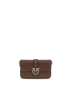 PINKO Brown Calf Leather Bos Taurus Shoulder Bag