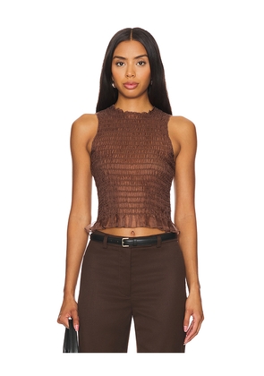 Apres Studio Ruched Silk Tank in Brown. Size M. Also in L, S.
