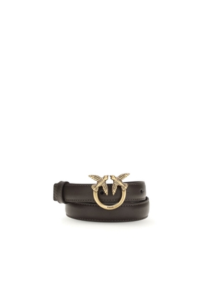PINKO Brown Calf Leather Bos Taurus Regular Belt - L