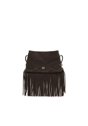 PINKO Brown Calf Leather Bos Taurus Shoulder Bag