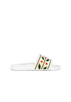 Casablanca Embroidered Terry Slider in White. Size 41. Also in 40, 43, 44, 45.
