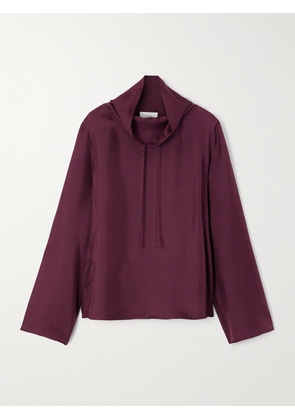 Loulou de Saison - Cyna Silk-twill Turtleneck Blouse - Purple - x small,small,medium,large,x large
