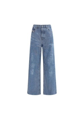 Diesel Blue Cotton Relaxed Fit Jeans - W24