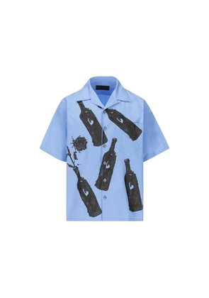 Prada Blue Cotton Pattern Shirt - L