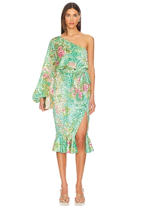 HEMANT AND NANDITA x REVOLVE Veena Midi Dress in Teal. Size M. Also in XXS, S, L.