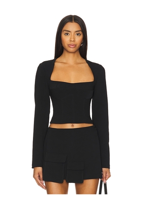 Camila Coelho Millie Long Sleeve Top in Black. Size XL. Also in M.