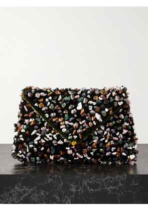 Dries Van Noten - Stone-embellished Velvet Clutch - Green - One size