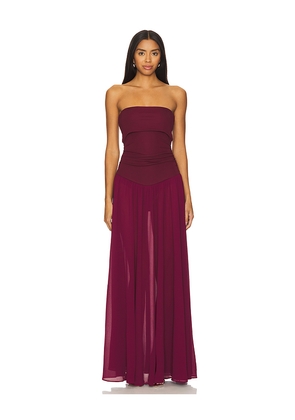Camila Coelho Minji Maxi Dress in Burgundy. Size M. Also in L, S, XL, XS, XXS.