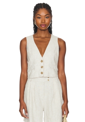 Central Park West Beckett Linen Vest in Cream. Size XL. Also in L.