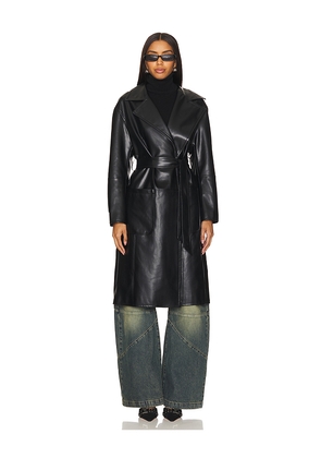 ALL THE WAYS Claire Faux Leather Trench in Black. Size L. Also in M, XXS.