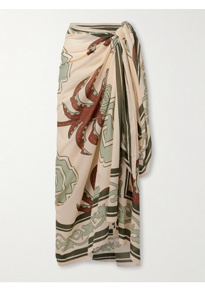 Johanna Ortiz - Printed Organic Cotton-voile Pareo - Green - One size