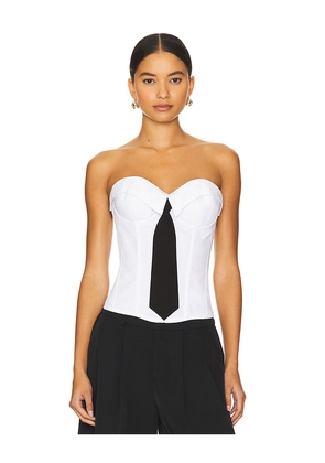 GUIZIO Chrys Pinstripe Corset in White. Size M. Also in S, XS, XXS.
