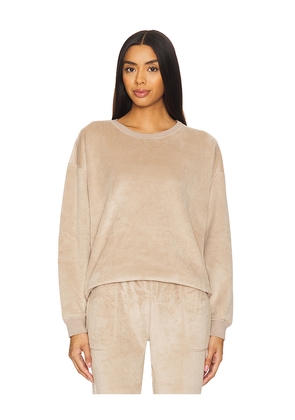 eberjey Reversible Plush Sweatshirt in Beige. Size M. Also in L.