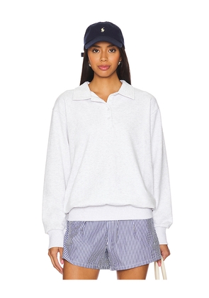 ALL THE WAYS Rana Polo Top in Light Grey. Size M. Also in L, S, XL, XS, XXS.