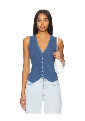 Autumn Cashmere Shaker Vest in Blue. Size S. Also in M, XL, XS.
