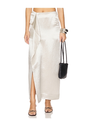 Bondi Born Kobe Wrap Over Maxi Skirt in Metallic Silver. Size S. Also in M.