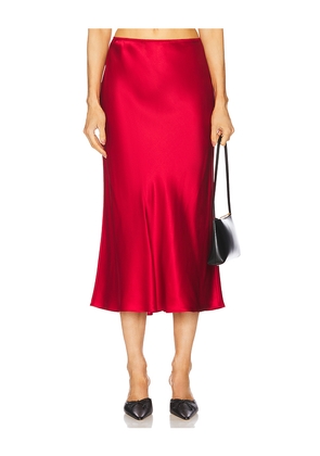 EAVES Chana Silk Midi Skirt in Red. Size XS. Also in S.