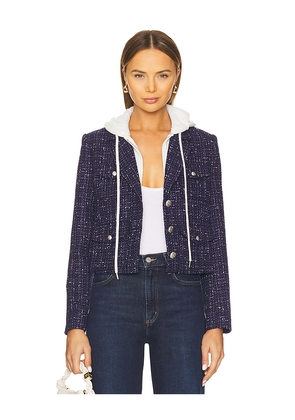 Central Park West Crop Tweed Dickie Blazer in Navy. Size L. Also in S, XS, M.