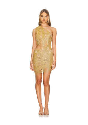 Bronx and Banco x REVOLVE Wayla One Shoulder Mini Dress in Metallic Gold. Size XL. Also in S.