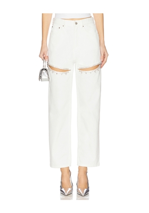 AREA Crystal Slit Jeans in White. Size 30. Also in 29.