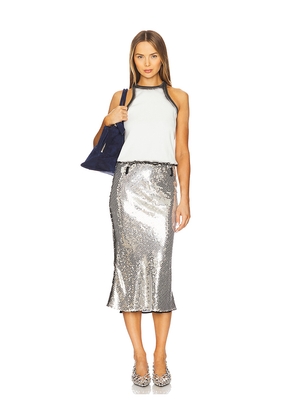 THE ATTICO Midi Dress in Metallic Silver. Size 42. Also in 36, 44.