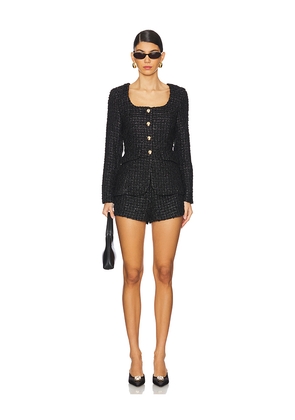 Amanda Uprichard Long Sleeve Kya Romper in Black. Size M. Also in L, S, XS.