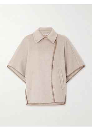 Max Mara - Leather-trimmed Cashmere-felt Cape - Neutrals - One size