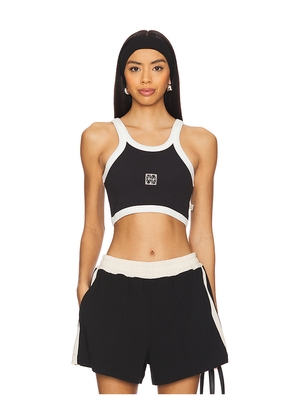Araminta James Monogram Cropped Tank in Black. Size S. Also in L, XL, XS.