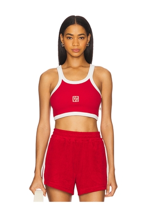 Araminta James Monogram Cropped Tank in Red. Size XL. Also in L, XS.