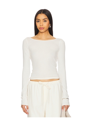 COTTON CITIZEN Marbella Boat Neck Top in Cream. Size L. Also in M, XS.
