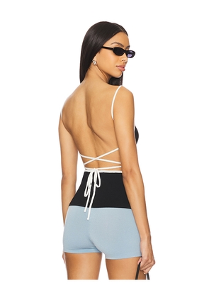 ALL THE WAYS Anya Open Back Top in Black. Size M. Also in L, S.