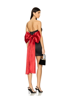 Bardot Eleni Bow Back Satin Dress in Black. Size 4. Also in 2, 6.