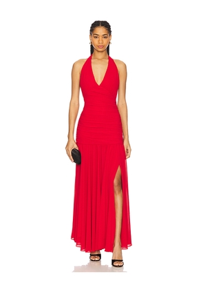 Bardot Mave Halter Neck Maxi Dress in Red. Size 12. Also in 10, 6.