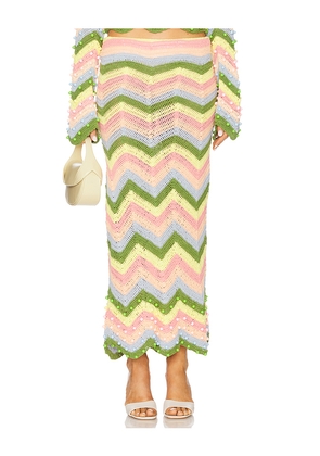 CeliaB X Revolve Striped Skirt in Pink,Yellow,Green. Size M. Also in S, L.