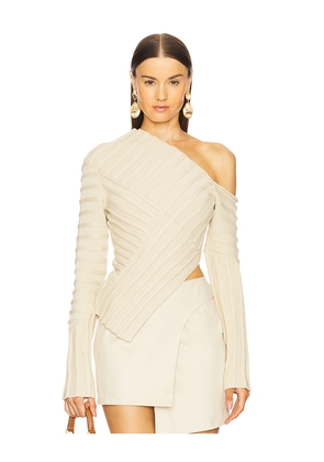 Cult Gaia Jaidan Knit Top in Beige. Size M. Also in L, S, XS.