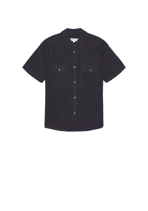 After Pray Western Seersucker Short Sleeve Shirt in Navy. Size M. Also in L.