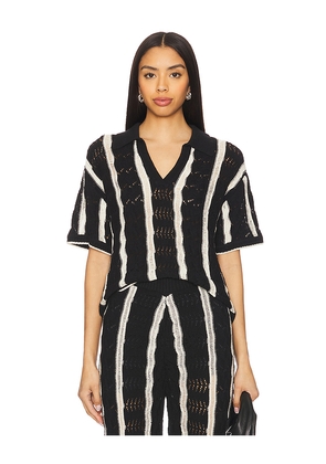 Central Park West Novelty Stitch Polo in Black. Size M. Also in L, S, XS.