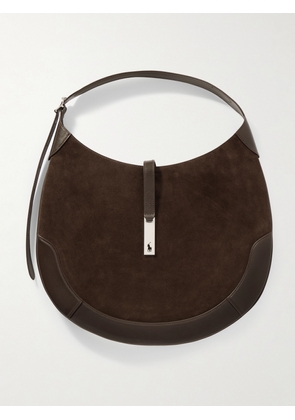 Polo Ralph Lauren - Polo Id Embellished Leather And Suede Shoulder Bag - Brown - One size