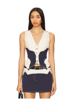 BY.DYLN x REVOLVE Donella Vest in Ivory,Navy. Size M. Also in L, S, XL, XS.