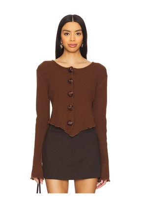 Bubish x REVOLVE Rosette Knit Cardigan in Chocolate. Size M. Also in L, S, XL, XS.
