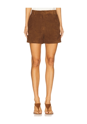 AEXAE Leather Suede Short in Brown. Size L. Also in M, S, XS.