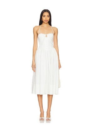Camila Coelho Paz Midi Dress in White. Size M. Also in XS, XXS, S, L, XL.